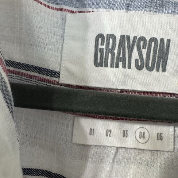 Frank & Eileen Grayson The Hero Button Up Shirt IDA White Blue Stripes Size 4 - Picture 2 of 7